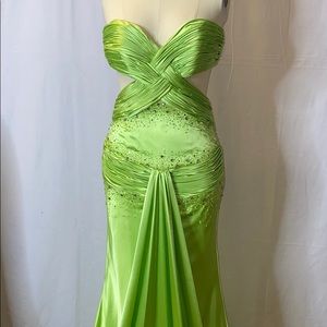 Lime Satin Gown